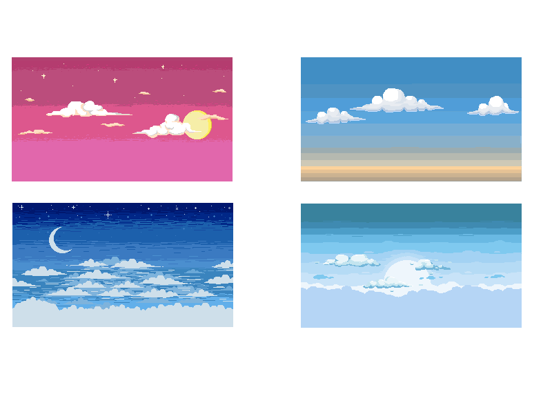 2D Pixel Art Backgrounds ( 10 Sky & Cloud ) #2 