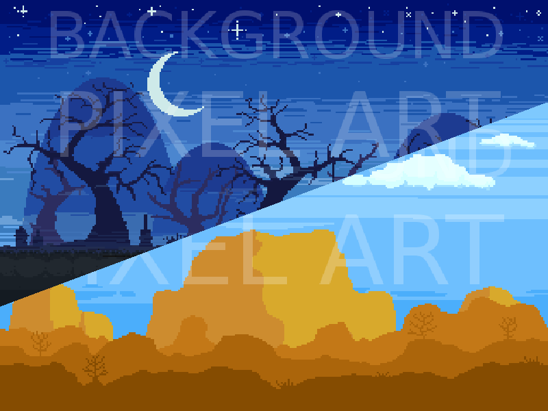 10 Parallax Pixel Art Backgrounds Pack #1 