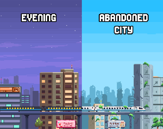 Pixel Sidescroller Background City 