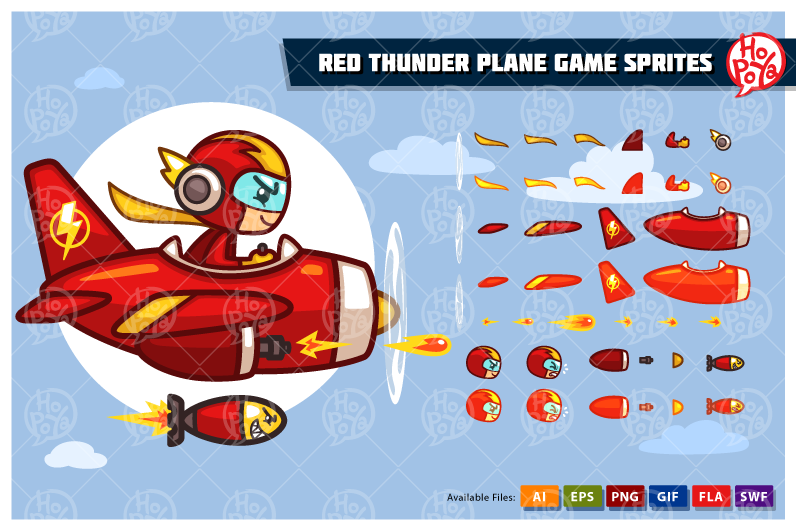 Red Thunder Plane Game Sprites 