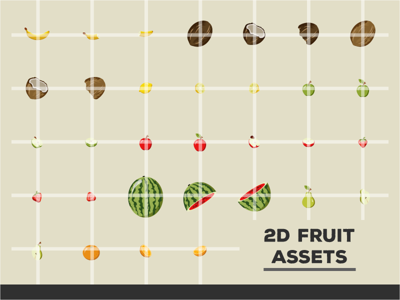 Fruit items and Fruit game template - Template and Graphics 