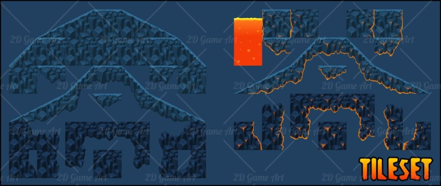 Lava Cave - Platformer Tileset 