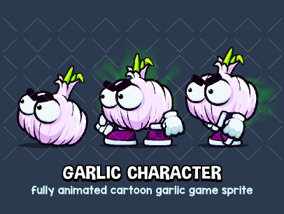 Garlic character game asset 