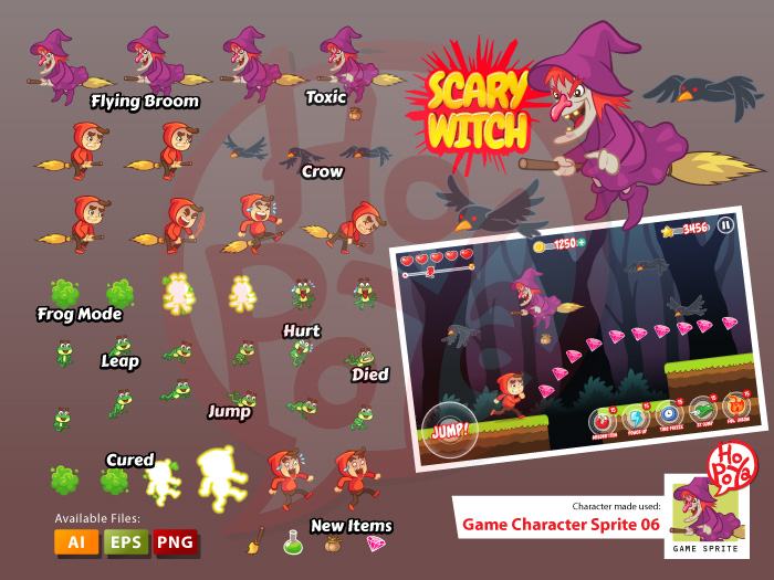 Scary Witch Game Sprites 