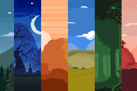 10 Parallax Pixel Art Backgrounds Pack #1 