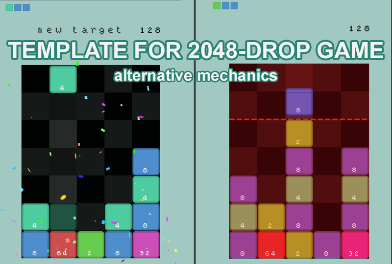 Template for 2048-drop game. Alternative mechanics 