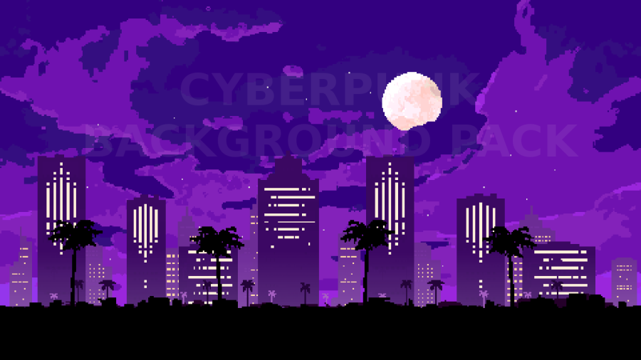 2D Pixel Art CYBERPUNK Backgrounds 