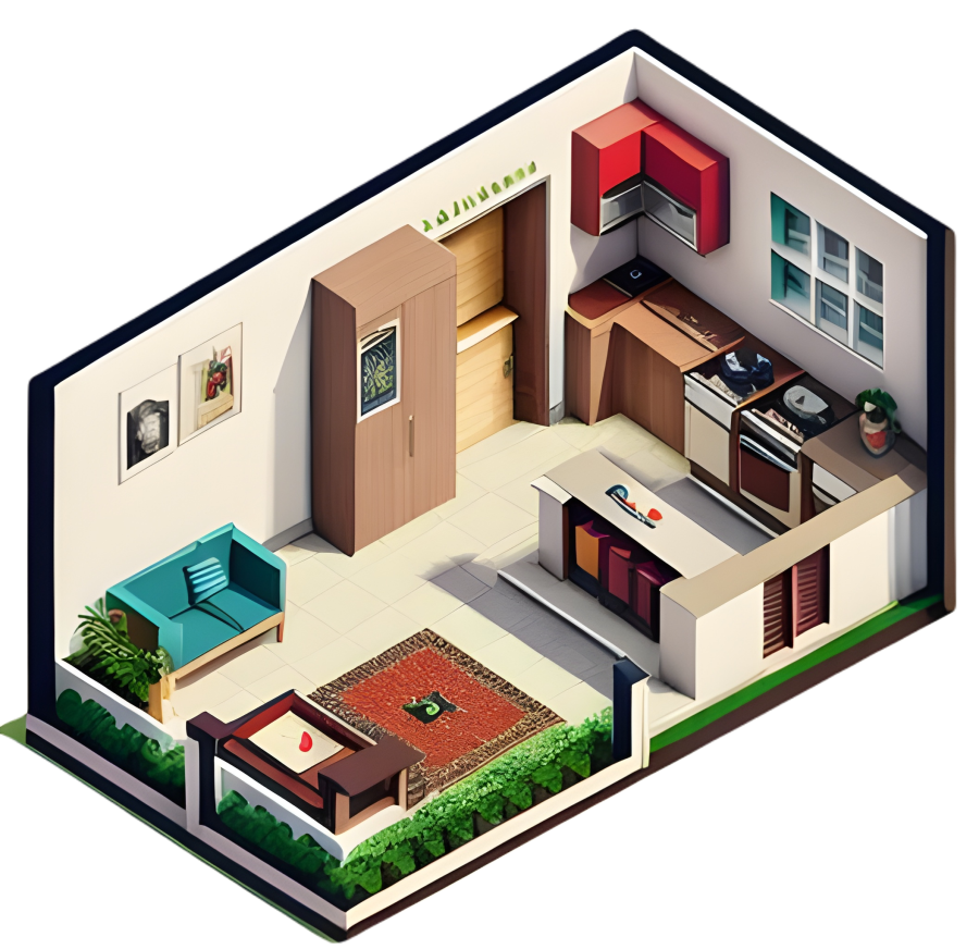 94 Inside buildings views - Isometric view - PNG transparent - 2048x2048 