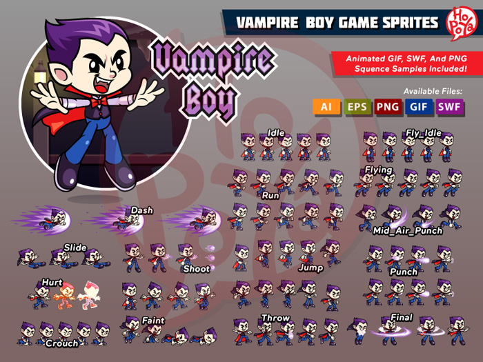 Vampire Boy Game Sprites 