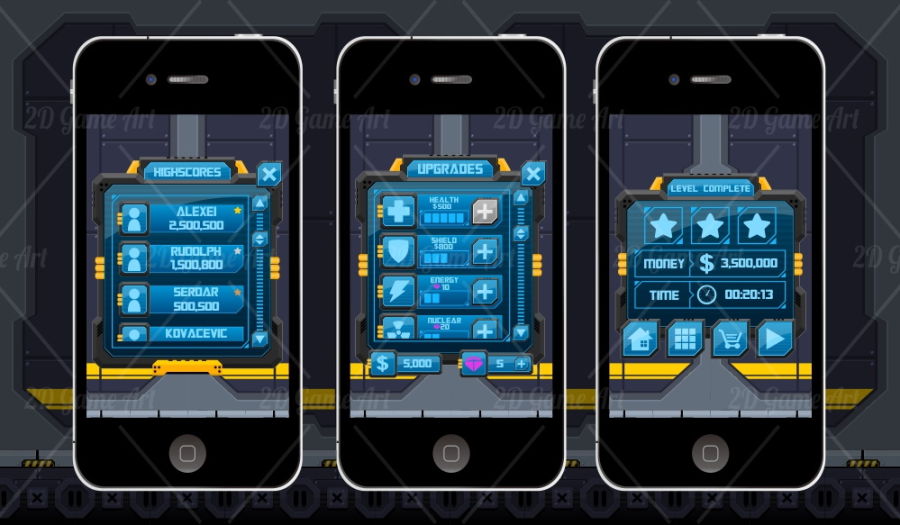 Sci-fi Robot Game GUI 