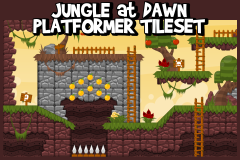 Jungle at Dawn - Platformer Tileset 