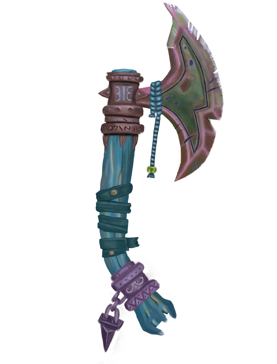 2d Fantasy Axe 4k Hand Painting 