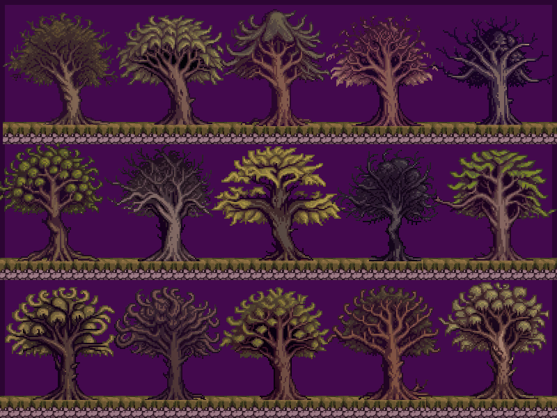 Trees Dark Pixel Art Pack 