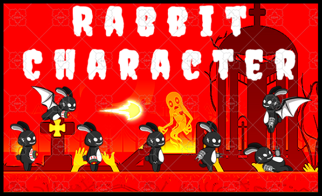 game asset black rabbit shadow bunny character sprite sheet 