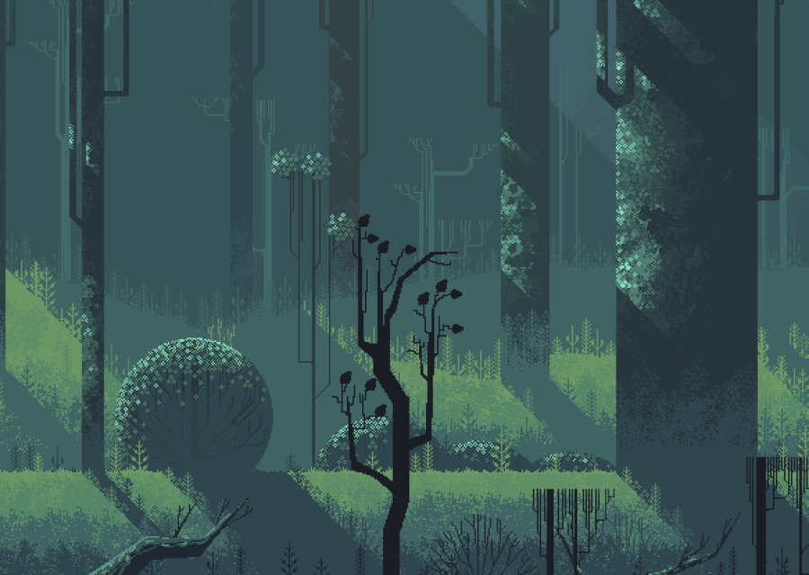 Pixel Art Mysterious Forest 