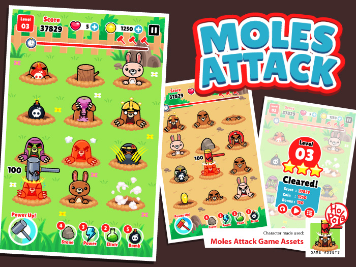 Moles Attack Game Assets 