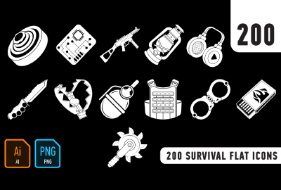 200 Survival Flat Icons 