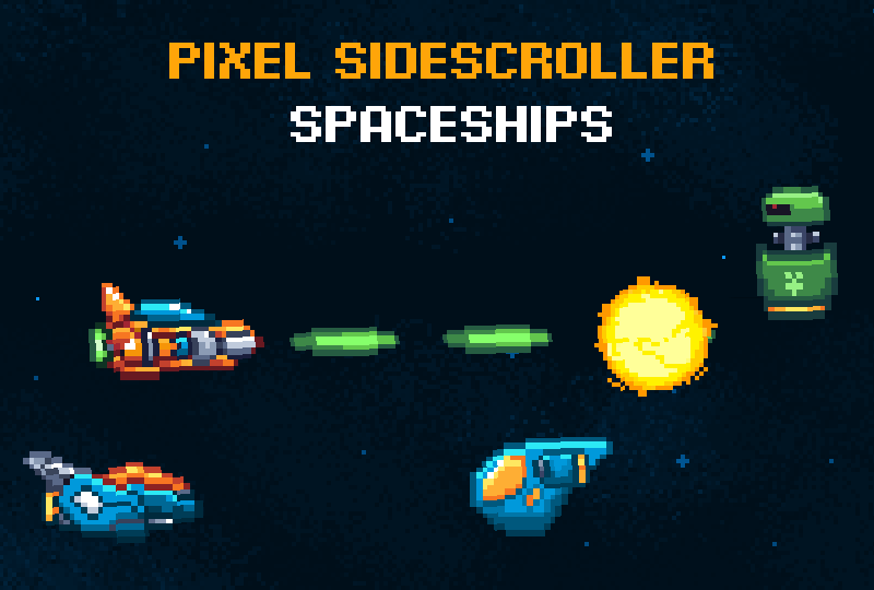 Pixel Sidescroller Spaceships 