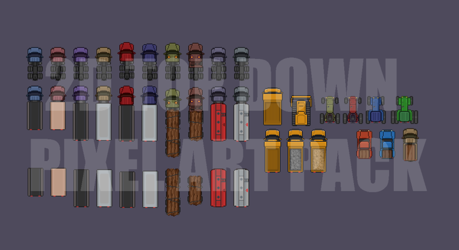 2D Top Down 180 Pixel Art Vehicles 