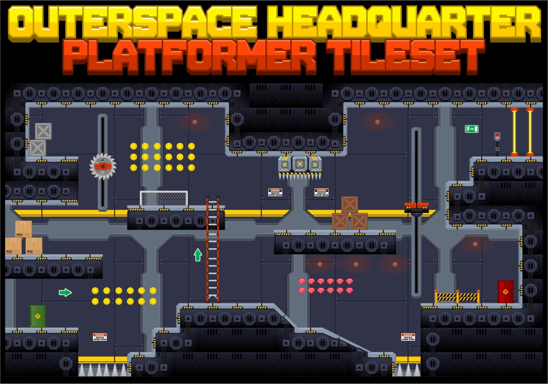 Outerspace HQ - Platformer Tileset 