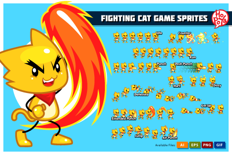 Katz The Fighting Cat Game Sprites 