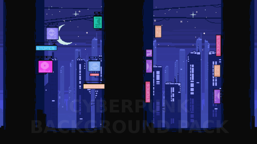 2D Pixel Art CYBERPUNK Backgrounds 