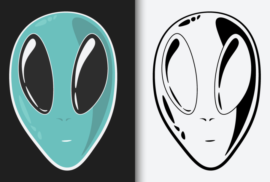 Graphic - Eight Classic Alien Heads 