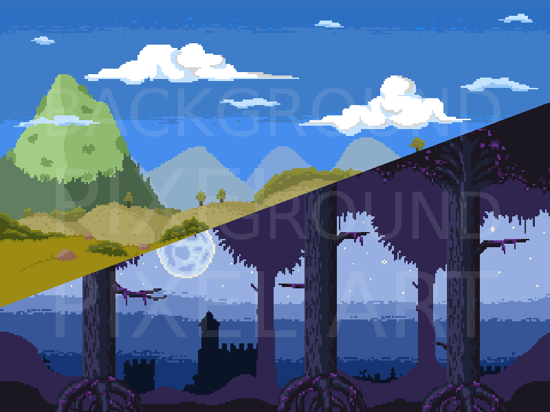 10 Parallax Pixel Art Backgrounds Pack #1 