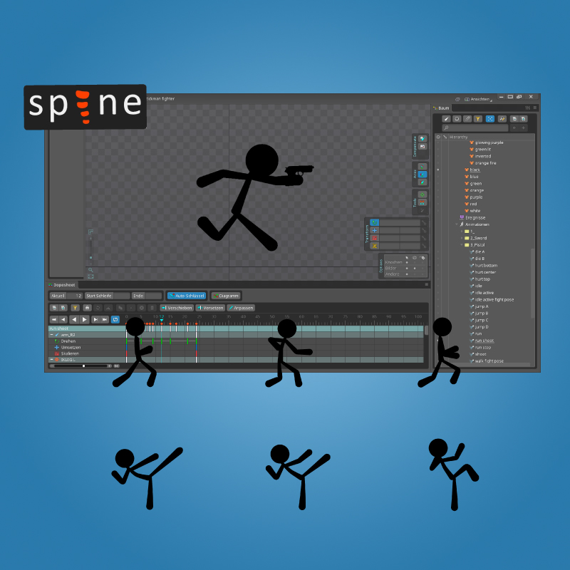 Stickman Fighter Spine 2D Character 