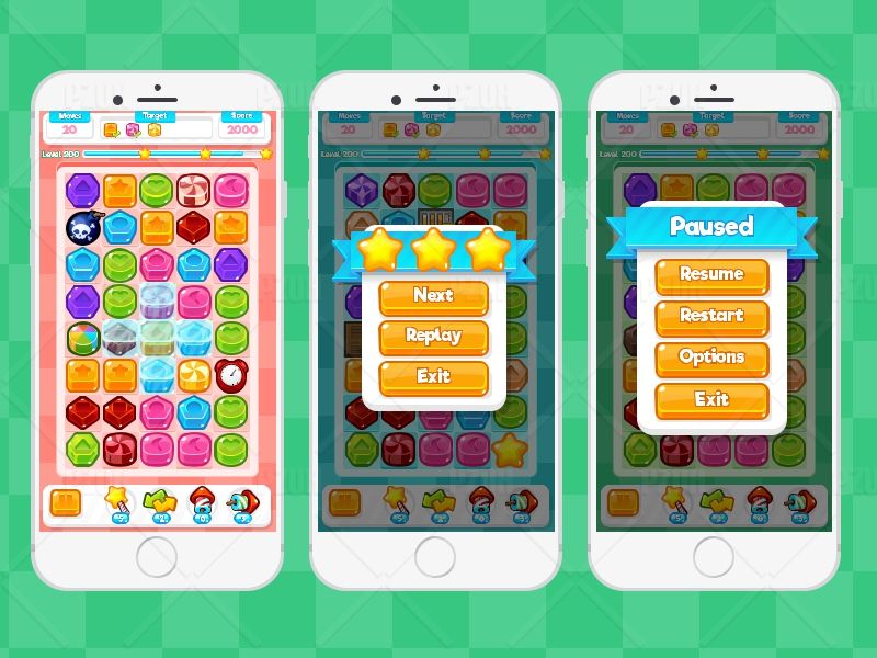 Cute Candy - Match 3 Game Assets 