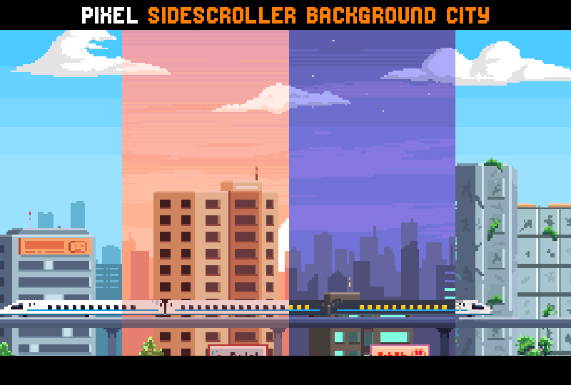 Pixel Sidescroller Background City 