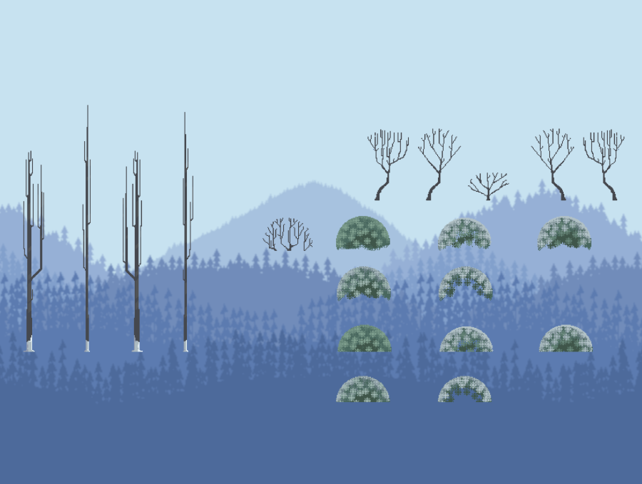 Pixel Art Snowy Forest 