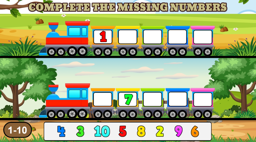 Complete The Missing Numbers - Game For Kids 