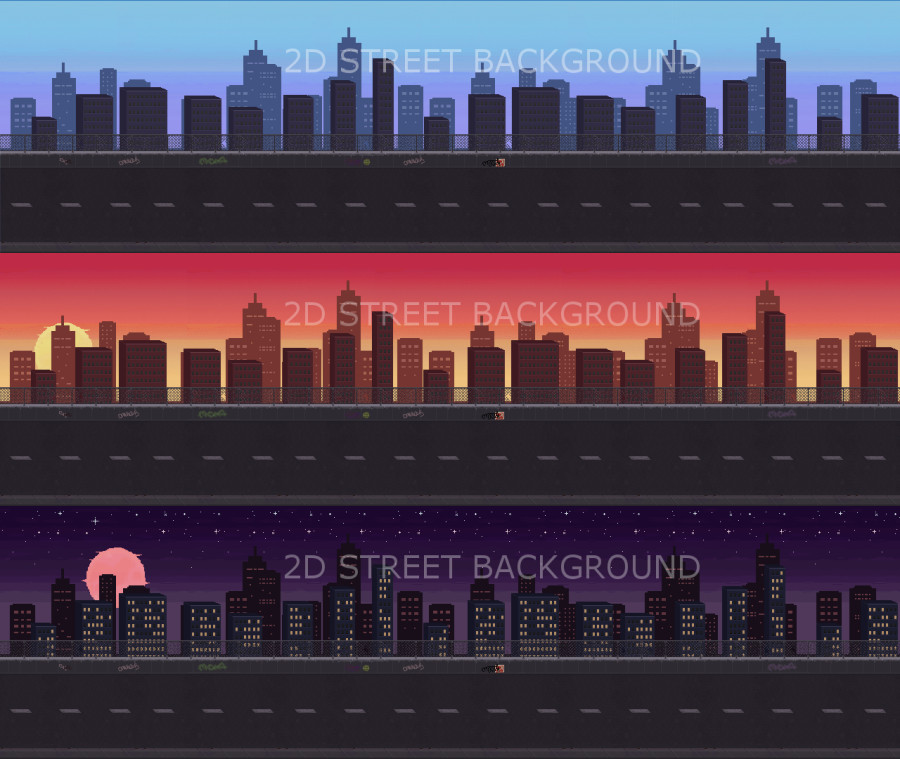 2D Street and Road Backgrounds Pack 