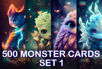 500 monster pictures images cards - Set 1 