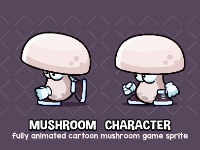 Animated mushroom character 