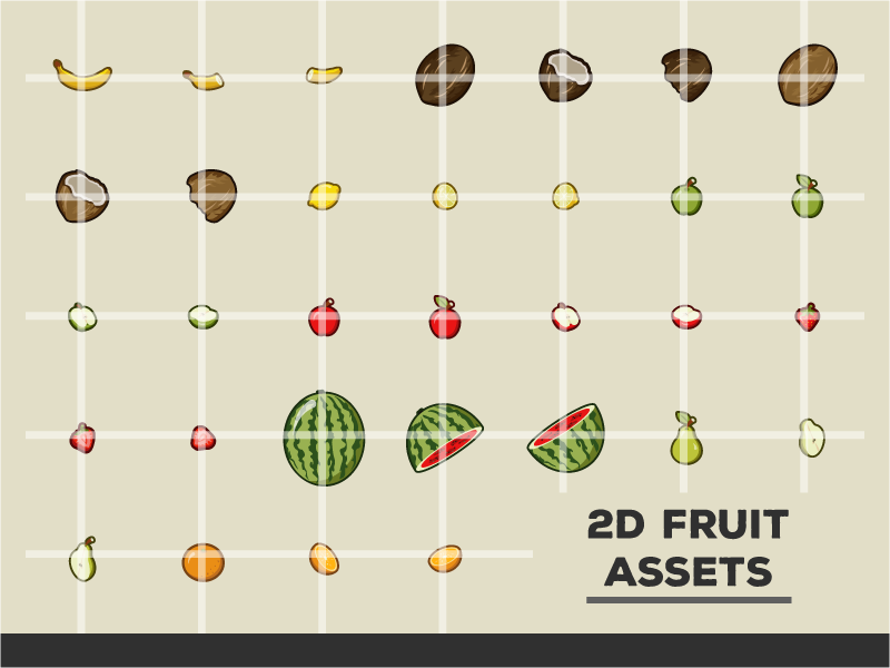 Fruit game items and Fruit slices - Graphics 