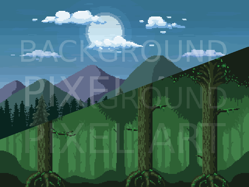 10 Parallax Pixel Art Backgrounds Pack #1 