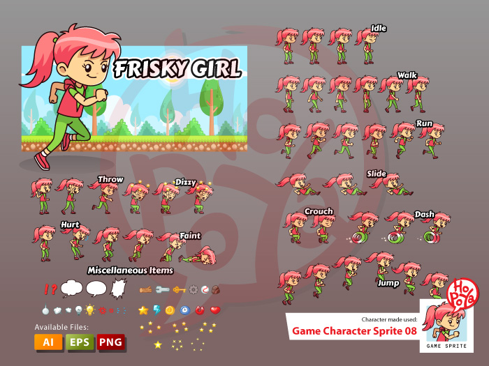 Frisky Girl Game Sprites 