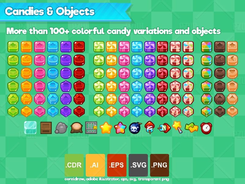 Cute Candy - Match 3 Game Assets 