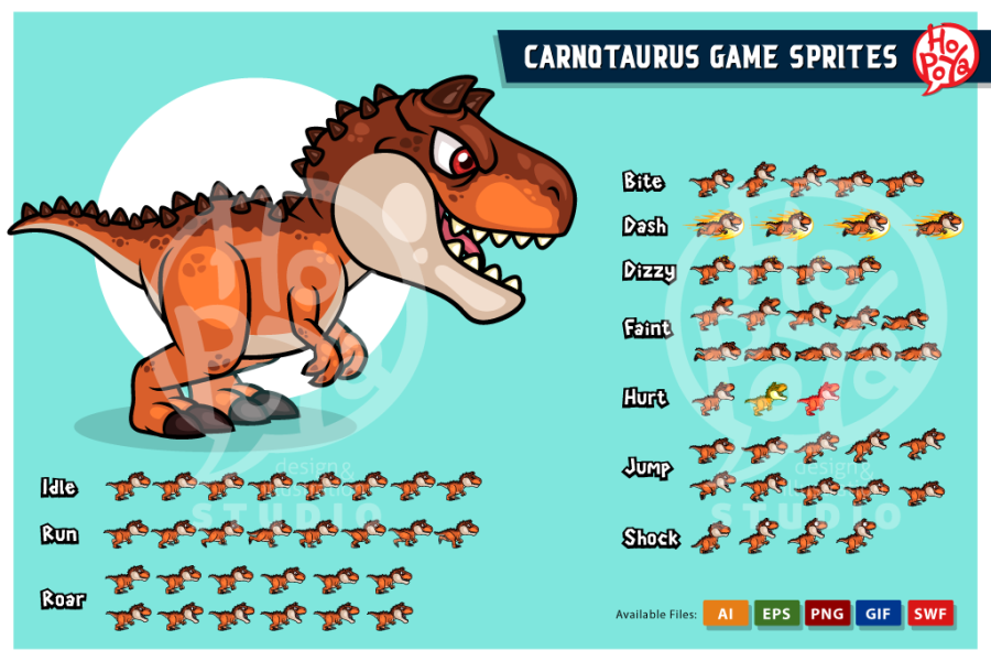 Carnotaurus Game Sprites 