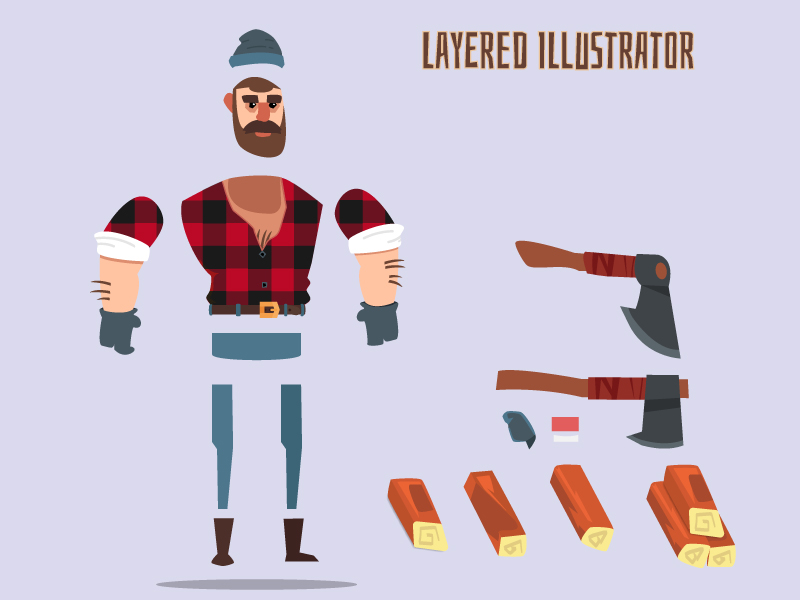 Lumberjack Spine 2D Flat Art Character 