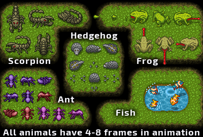 Pixel Art Animated Forest Animals 