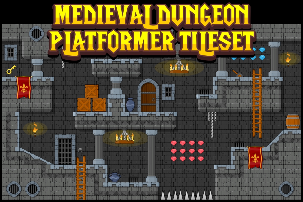 Medieval Dungeon - Platformer Tileset 