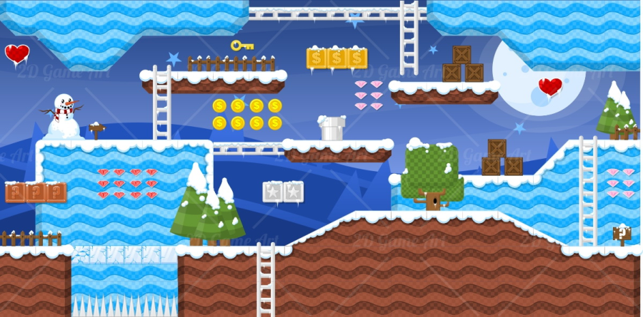 Snowy Winter - Platformer Tileset 