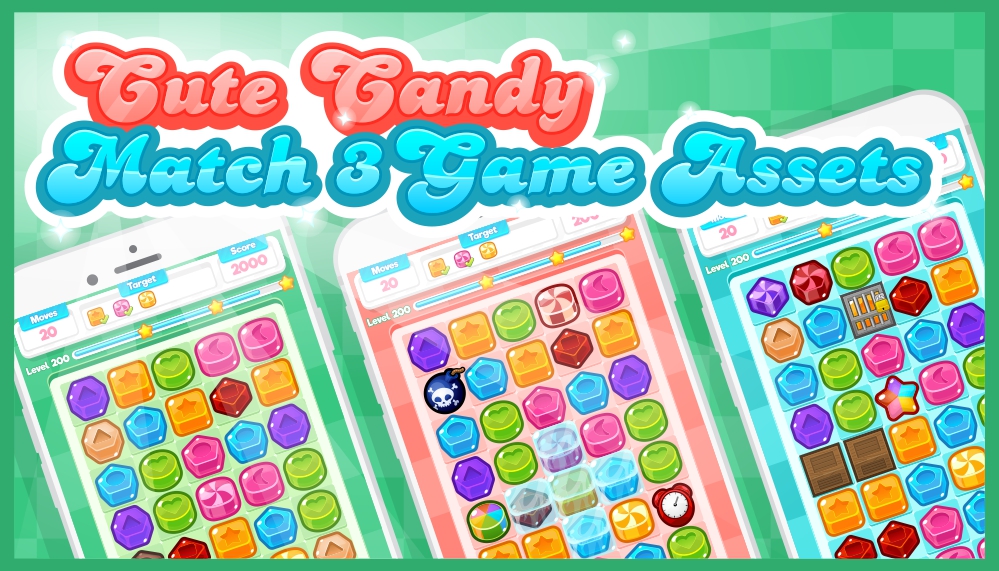 Cute Candy - Match 3 Game Assets 