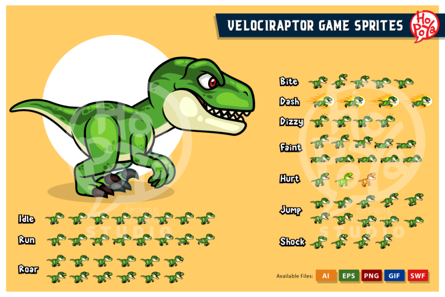 Velociraptor Game Sprites 