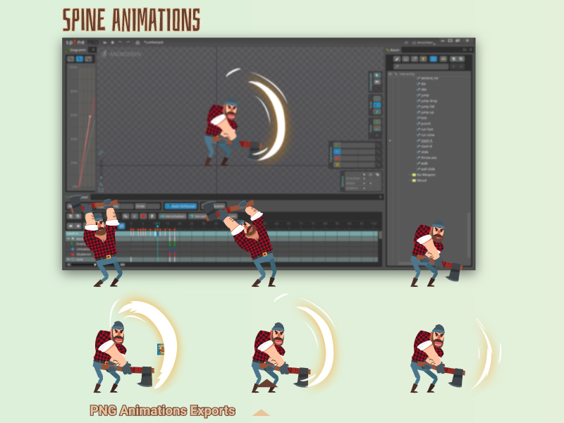 Lumberjack Spine 2D Flat Art Character 