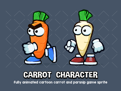 Animated carrot and parsnip game sprites 