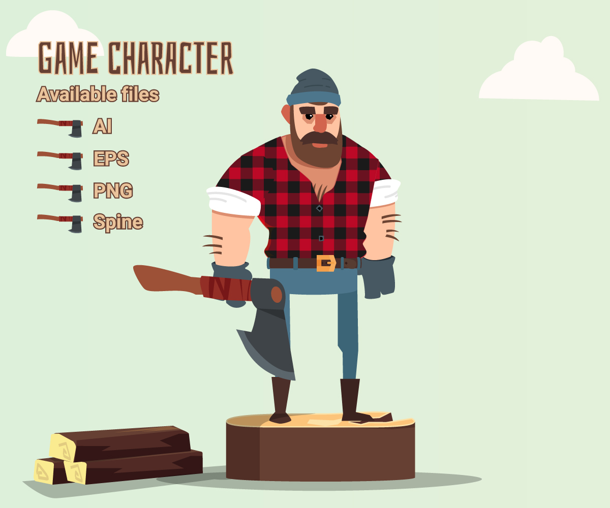 Lumberjack Spine 2D Flat Art Character 